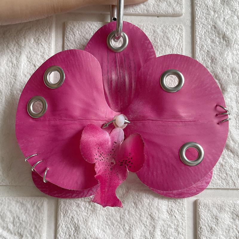 Fashion Phalaenopsis Orchid Keychain Exquisite Simulation Flower Key Ring Backpack Pendant Decoration Accessories Gifts