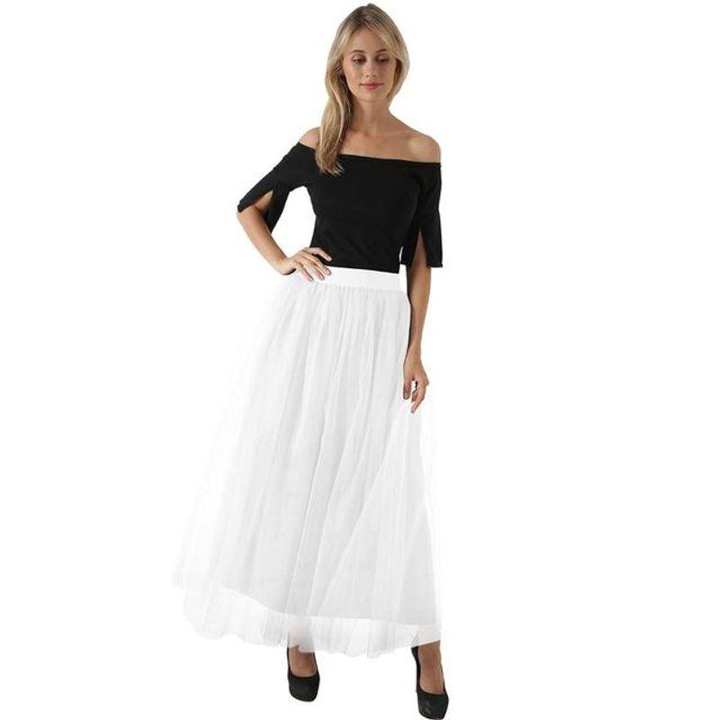 

Mesh A- line Pleated Half Length Skirt A- Line Ruched Skirt WHITE One size