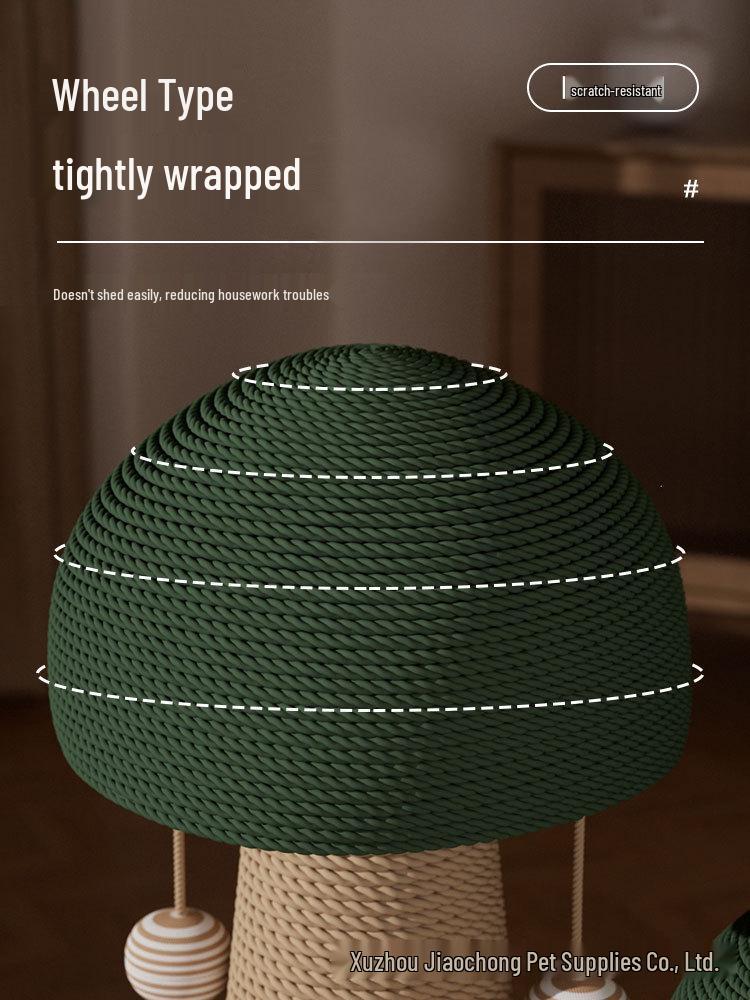 Durable Sisal Mushroom Cat Scratching Post: Vertically Mounted Claw Sharpening Toy