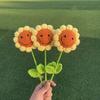 6Pcs Handmade Crochet Sunflower,Smile Knitted Flowers, Artificial Woven SunFlowers Best For Teacher's Day, Graduation Gift
