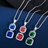 Ki0093 Square Zircon Jewelry, Earrings, Pendant, Two-Piece Set, Color Retention.