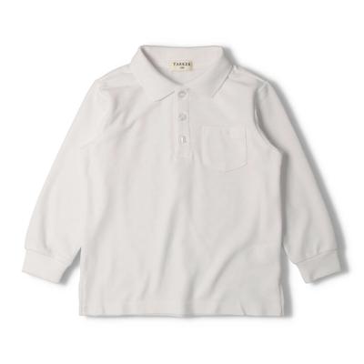 【Kinderkleidung】 TARKER (Takar) Piqué einfarbig langärmlig weißes Poloshirt 100cm-160cm U96500