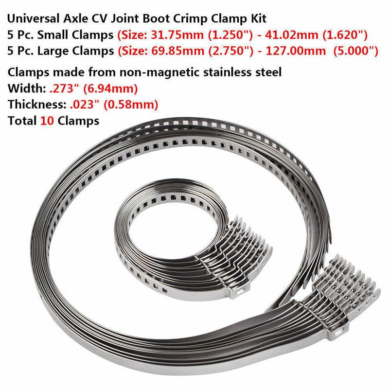 10pcs Stainless Steel Clamp Belt Universal Drive Shaft For Driveshaft CV Joints Boot Kit Joint Sleeve Pliers Tool 5 Sets
