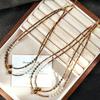 Vintage Strong Light High Quality Natural Tiger'S Eye Stone Artificial Crystal Pearl Necklace Collarbone Chain