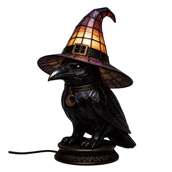Witch Hat Lamp Stained Witch Hat LED Light Halloween Table Lamp with Warm Glow