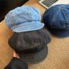 Cloud Octagonal Cap Vintage Peaked Hat Korean Washed Denim Beret  Women