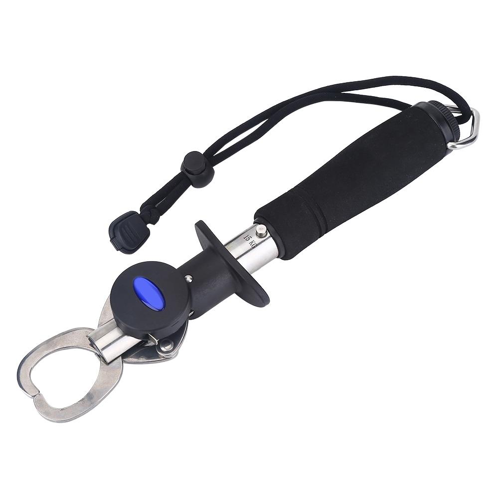 Durable 15 kg Weighing Scale Fishing Grip Gripper Fish Lip Grabber with Tape Measure