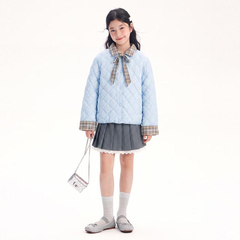 DEESHA Girls' Plaid Splicing Padded Jacket