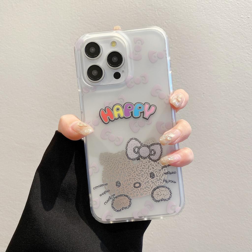 Applicable iPhone15promax cartoon cute cat mobile phone case Apple 14 transparent matte IMD13 protective case