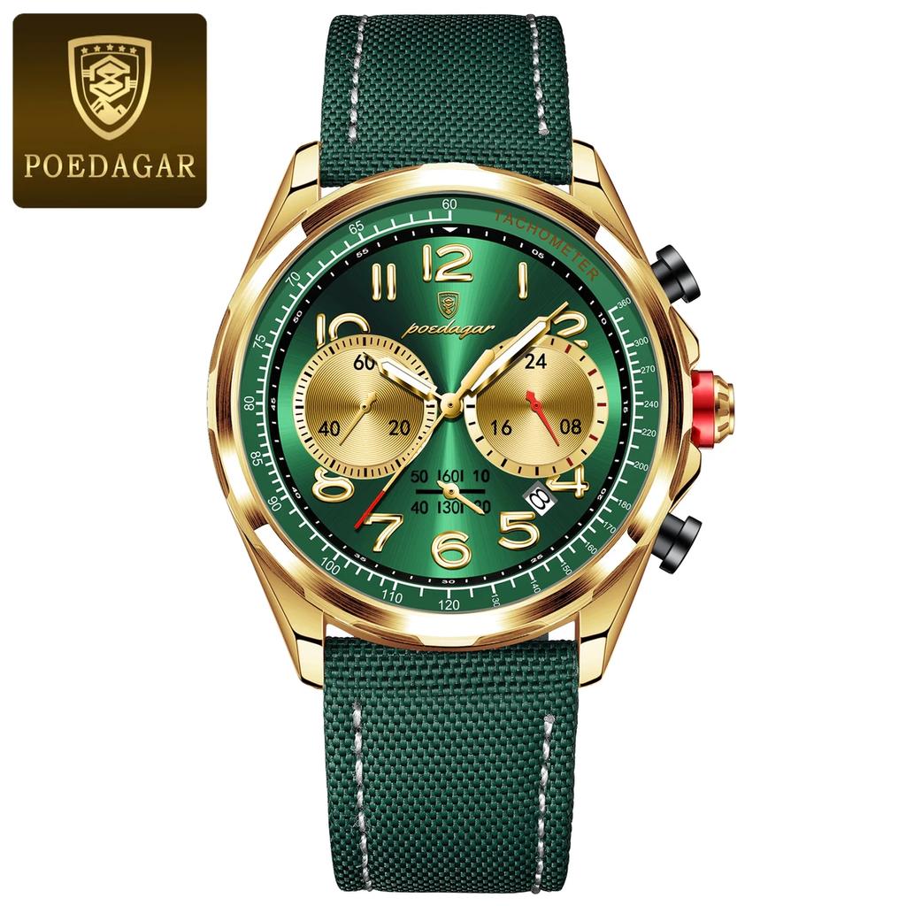 POEDAGAR Luxury Sports Military Men Watch Waterproof Luminous Chronograph Nylon Leather Date Man Wristwatch Quartz Men's Watches