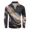Men's Loose Casual 1/4 Zip Sweatshirt Fashion Printed Long Sleeve Top With Pockets