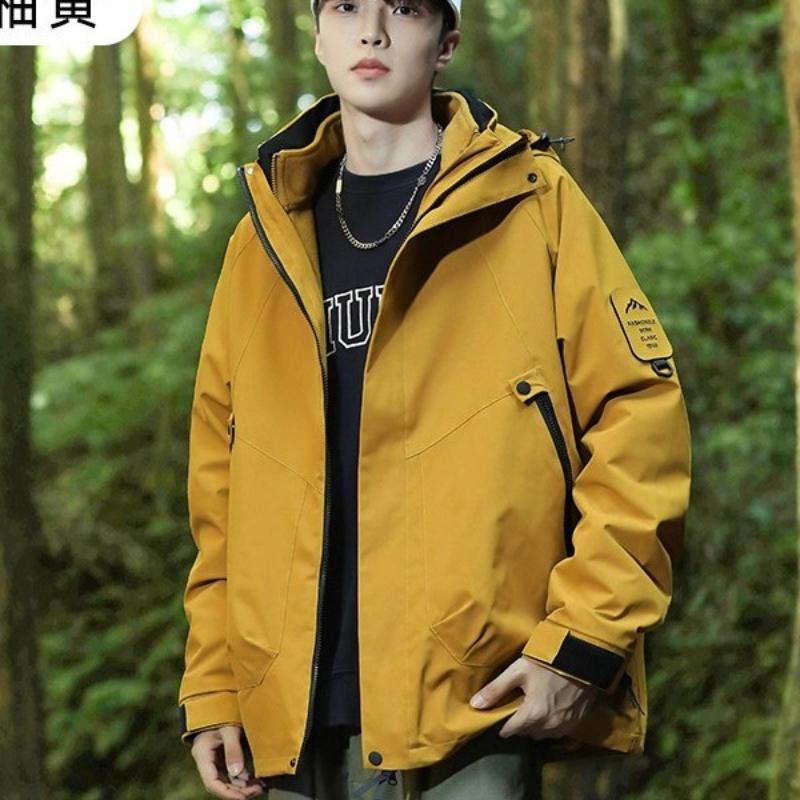 Men's Rain Jacket Lightweight Windbreaker with Hooded Water Resistant Outdoor Raincoat for Hiking Travel Camping