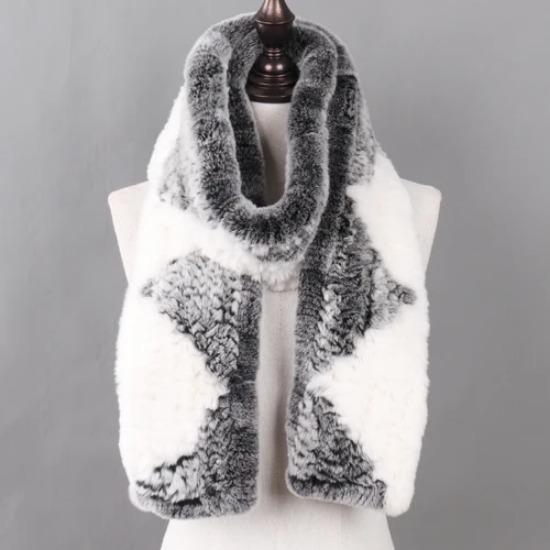 

Luxury Real Rex Rabbit Fur Scarves Long Style Women Genuine Fur Mufflers Russian Ladies Winter Warm Knit Natural Fur Scarf 170cm