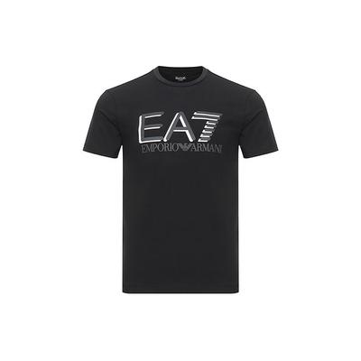 EA7 Letter Print Crew Neck Short Sleeve T-Shirt Men Tops Black 3HPT62-PJ03Z-1200