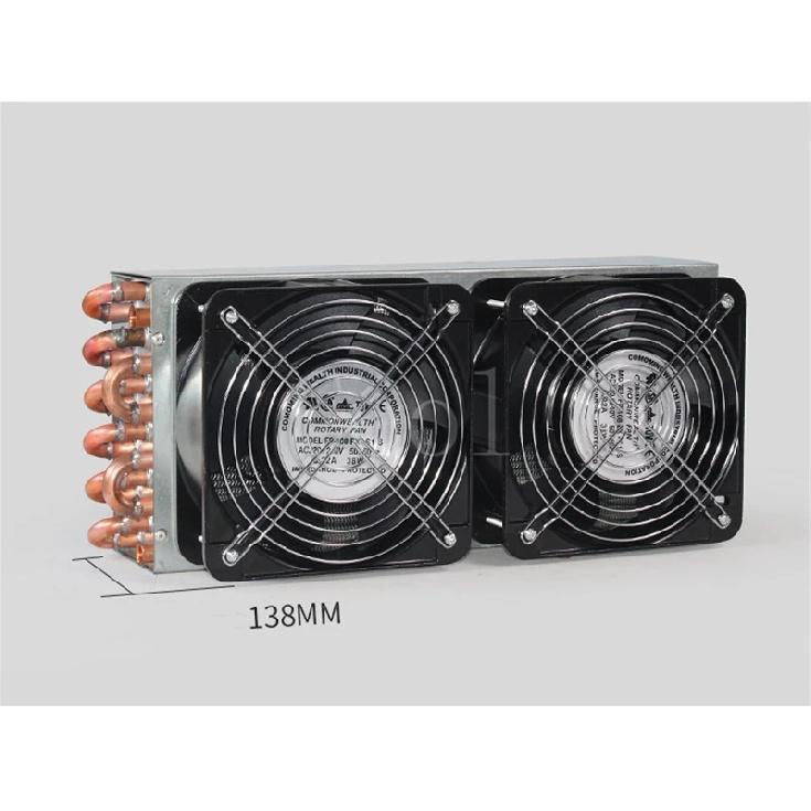 264mmx150mmx60mm Double Air Outlet Condenser Evaporator Water-cooled Finned Copper Tube Radiator Heat Sink Instrument Cooler