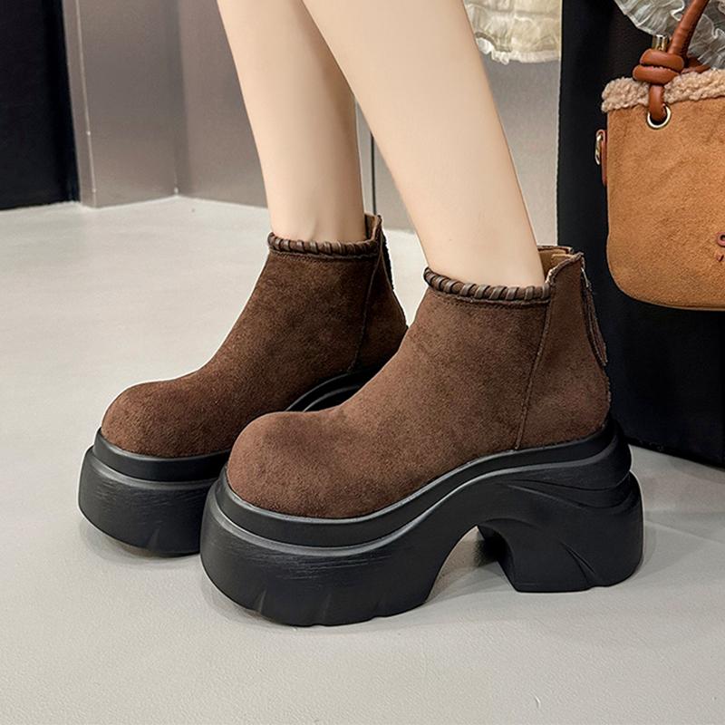High Heels Ankle Boots Women's Platform Suede Fashion Shoes  Sport Winter Boots New Casual Walking Cozy Dress Mujer Botas