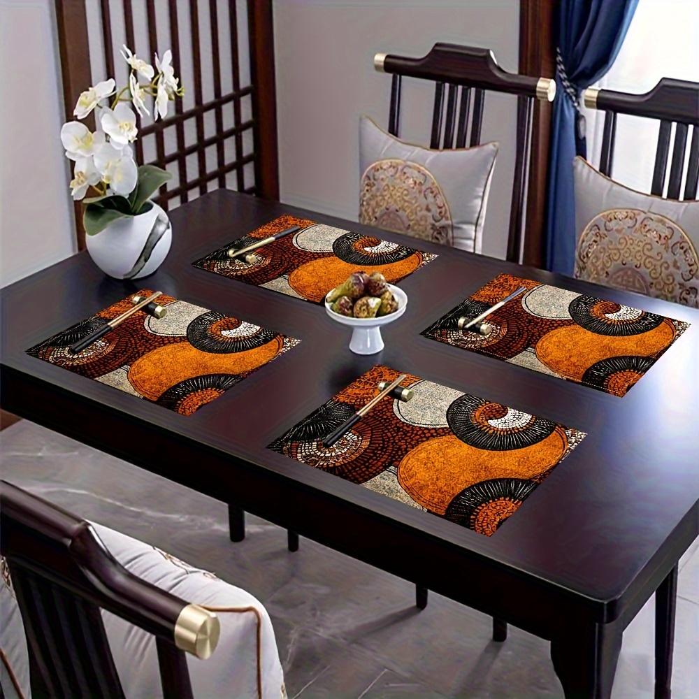 4pcs Linen Placemat Set, Abstract Geometric Art Collage Placemats, Suitable for Kitchen and Dining Room Decoration, Family Gathering Dinner Table