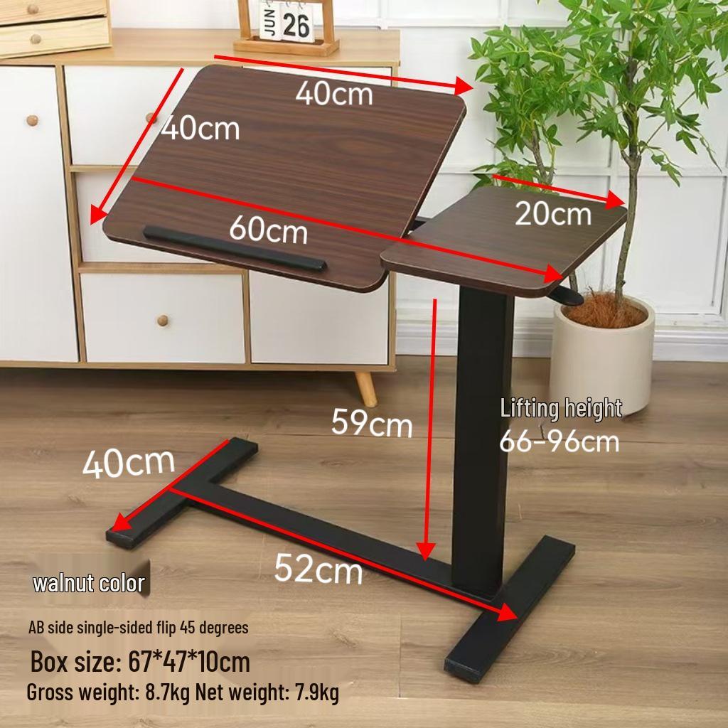 Adjustable Double-Sided Folding Bedside Table with Pneumatic Lift for Sofa or Office Use