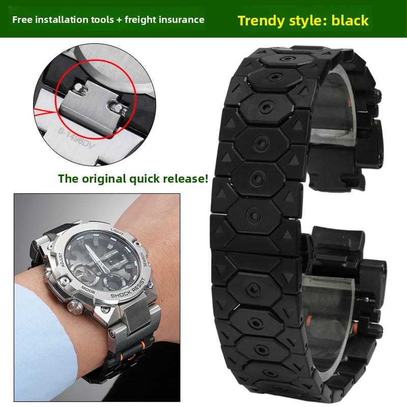 Модный модифицированный ремешок для часов из нержавеющей стали для casio g-shock GST-B400 ремешок gst b400 Металлический ремешок Мужские аксессуары для часов 14 мм For GST-B400 чёрный