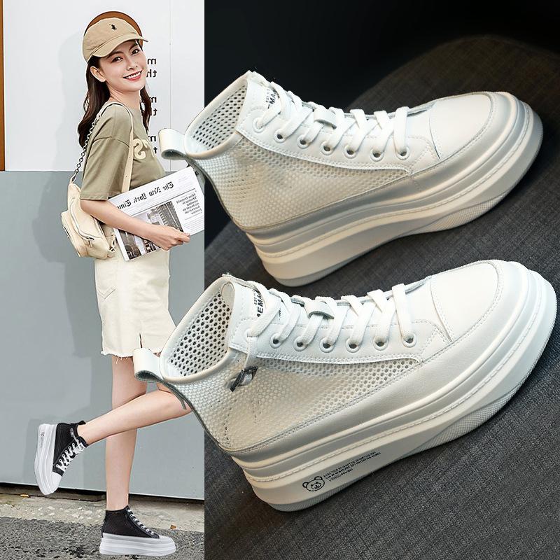 Casual shoes for women spring 2025 new high top mesh breathable sports casual board shoes Instagram trendy summer