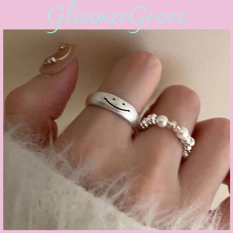 Charming Smiley Face Adjustable Copper Ring For Women Elegant Geometric Style Perfect For Casual And Formal Occasions