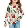 Christmas Day Girls' Long Sleeve Blouse - Round Neck Soft Waist Tunic