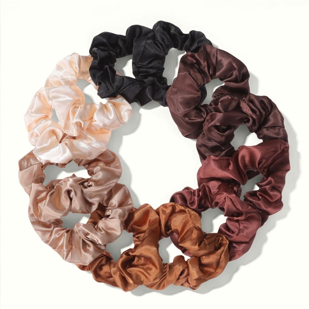 25/10//6 Stück Satin Scrunchies Mädchen Elastisches Haarband Pferdeschwanzhalter Haargummis Mode Damen Accessoires Uni Scrunchy