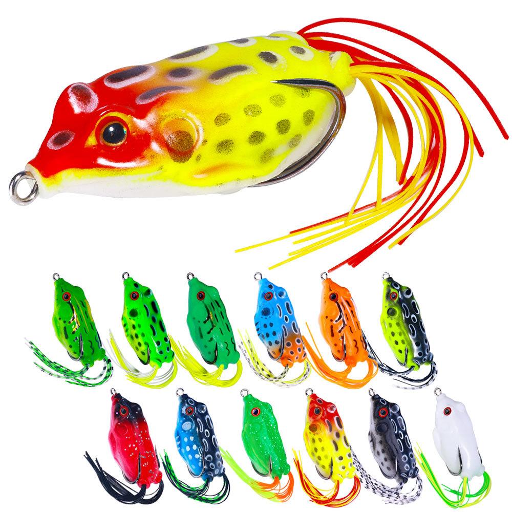 Realistic Topwater Frog Soft Bait Lure Set - Sharp Hooks for Bass and Saltwater Freshwater Fishing