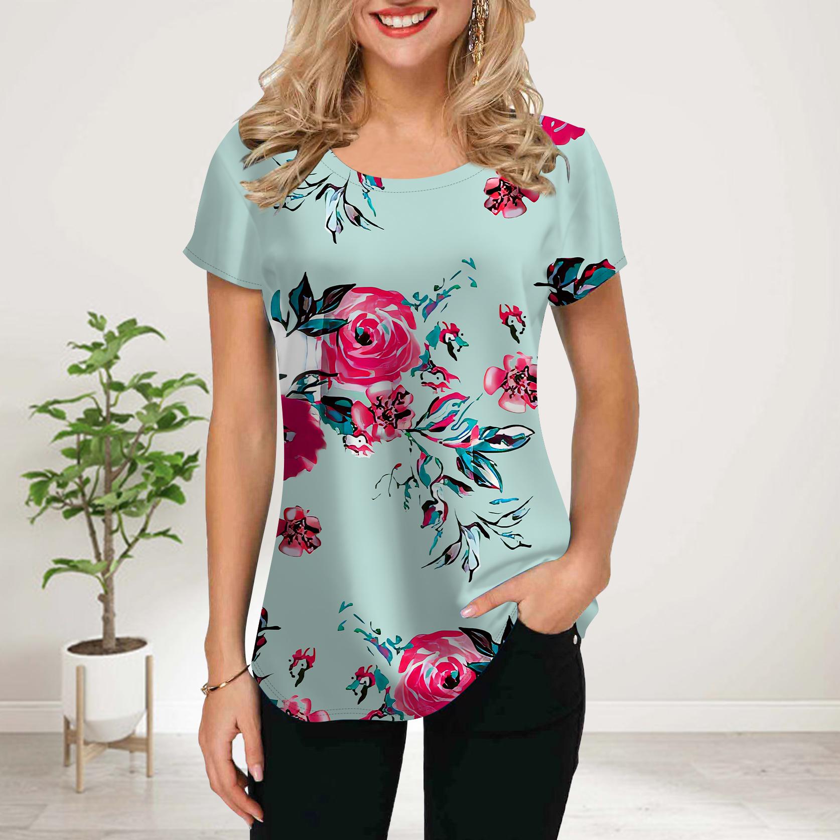 

Женская летняя футболка с принтом «Роза-красная роза», футболки с коротким рукавом, повседневные топы с принтом 8XL ярко-розовый