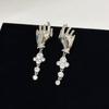 Vintage Creative Hand Shape Dangle Earrings For Women Fashion Gothic Jewelry Crystal Tassel Pendant Earrings Accessory Gift