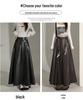 Women's High-End Retro Black PU Leather Pleated Midi Skirt - New Autumn/Winter Slim Fit, Large Swing Umbrella Style