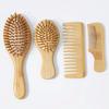 4 Pcs Hair Comb Set, Equipped with Bamboo and Wood Wide Teeth and Tail Comb, As Well As Massage brush,Special for Real Hair Wigs