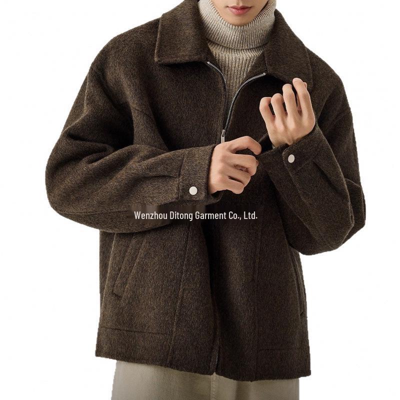 Italian Vintage Style Men's Double-Faced Wool Lapel Coat