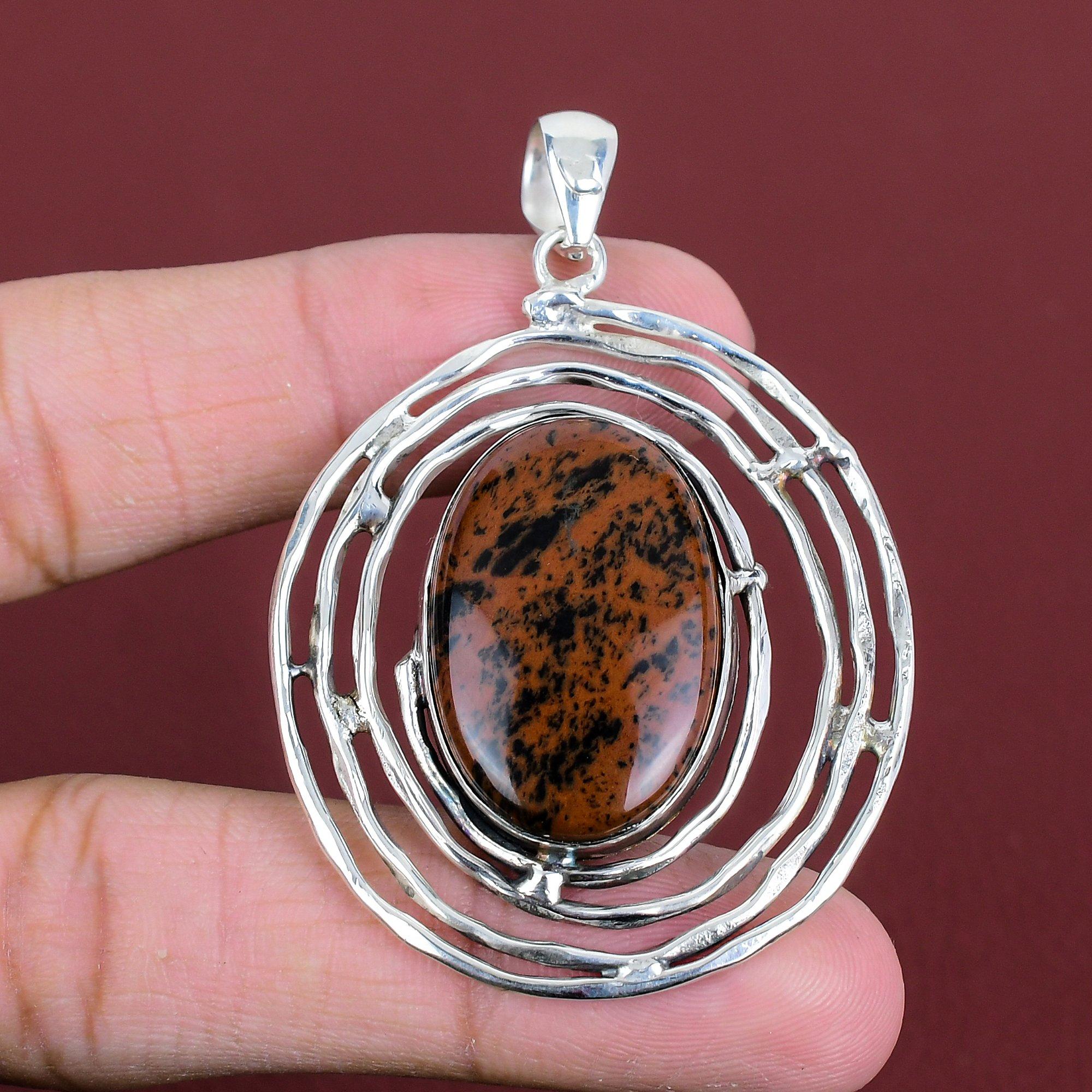 Mahogany Obsidian Pendant 925 Sterling Silver Pendant Original Gemstone Pendant Designer Jewelry Anniversary Gifts Handmade Stylish Pendant