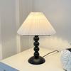 Vintage-Style Retro Table Lamp: Creative Bedroom Atmosphere Light with Pleated Design for Girls' Dorm or Bedside Décor.