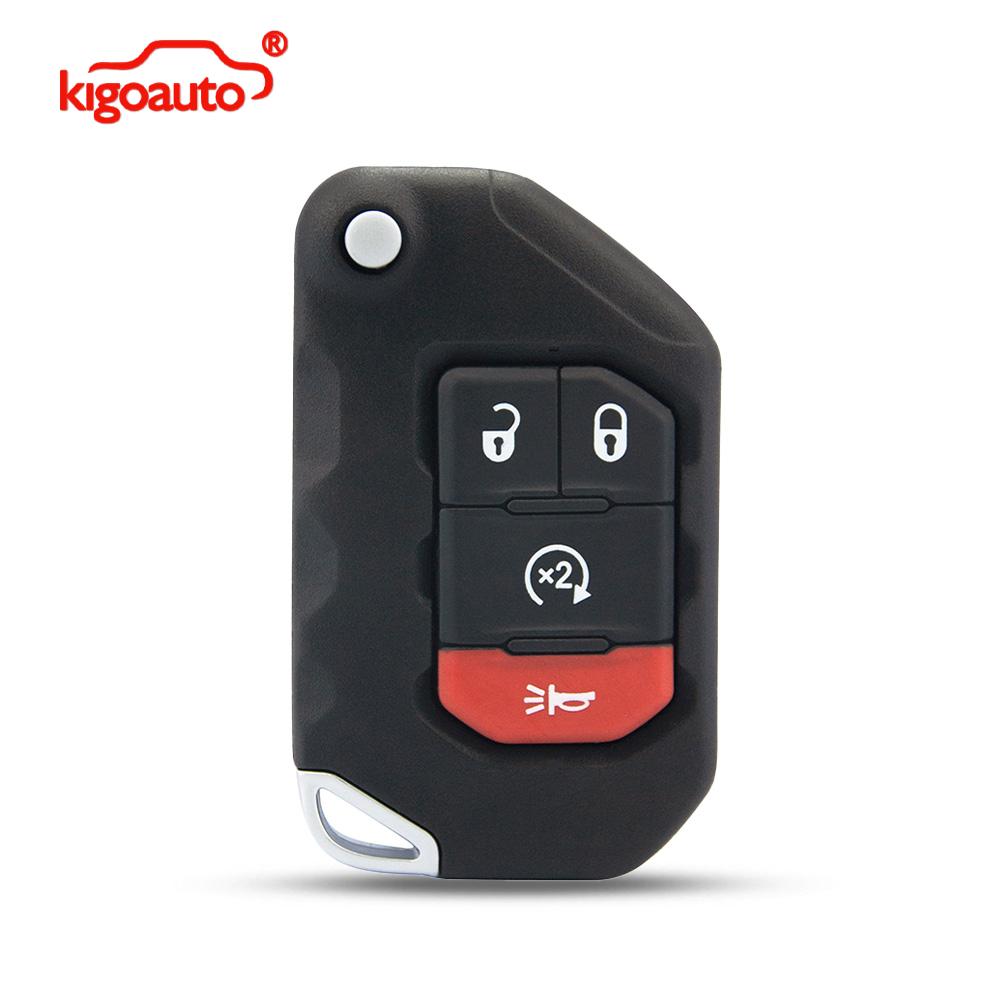 Kigoauto Remote Key Case Shell 3 Button with Panic OHT1130261 for Jeep Wrangler 2018-2019 Flip Key Fob Replacement Case Housing