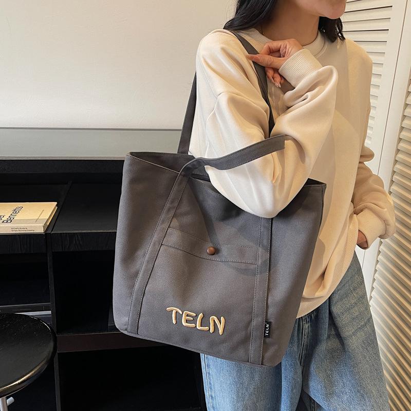 Korean Style Large Capacity Shoulder Bag Comfortable and Versatile Texture Tote Bag Women Fashi Canvas Commuting Storage Bag