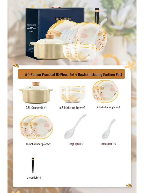 Mode Lanka Flower Morning Moon Evening 18-Piece Ceramic Dinnerware Set