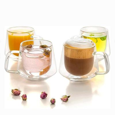 200ml Doppelwandige Glas-Kaffeetasse Isolierter Becher mit Henkel Hitzebeständige Tee-Milch-Tasse