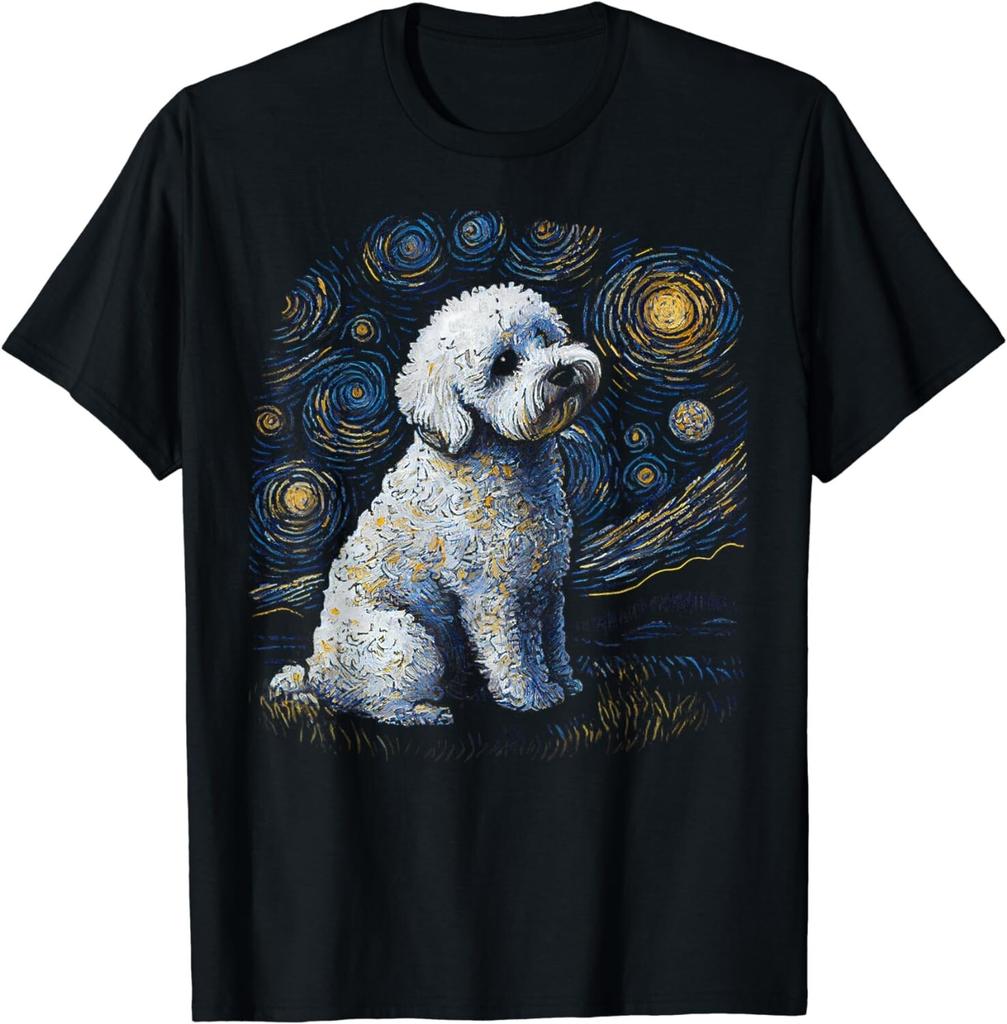 Bichon Frisé Hund Sternennacht Hunde Liebhaber Geschenke Grafisches Geschenk Unisex T-Shirt