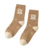 Autumn and Winter Coffee-colored Bear Australian Fleece Mid-calf Socks, Thickened, Warm and Cute Home Floor Socks