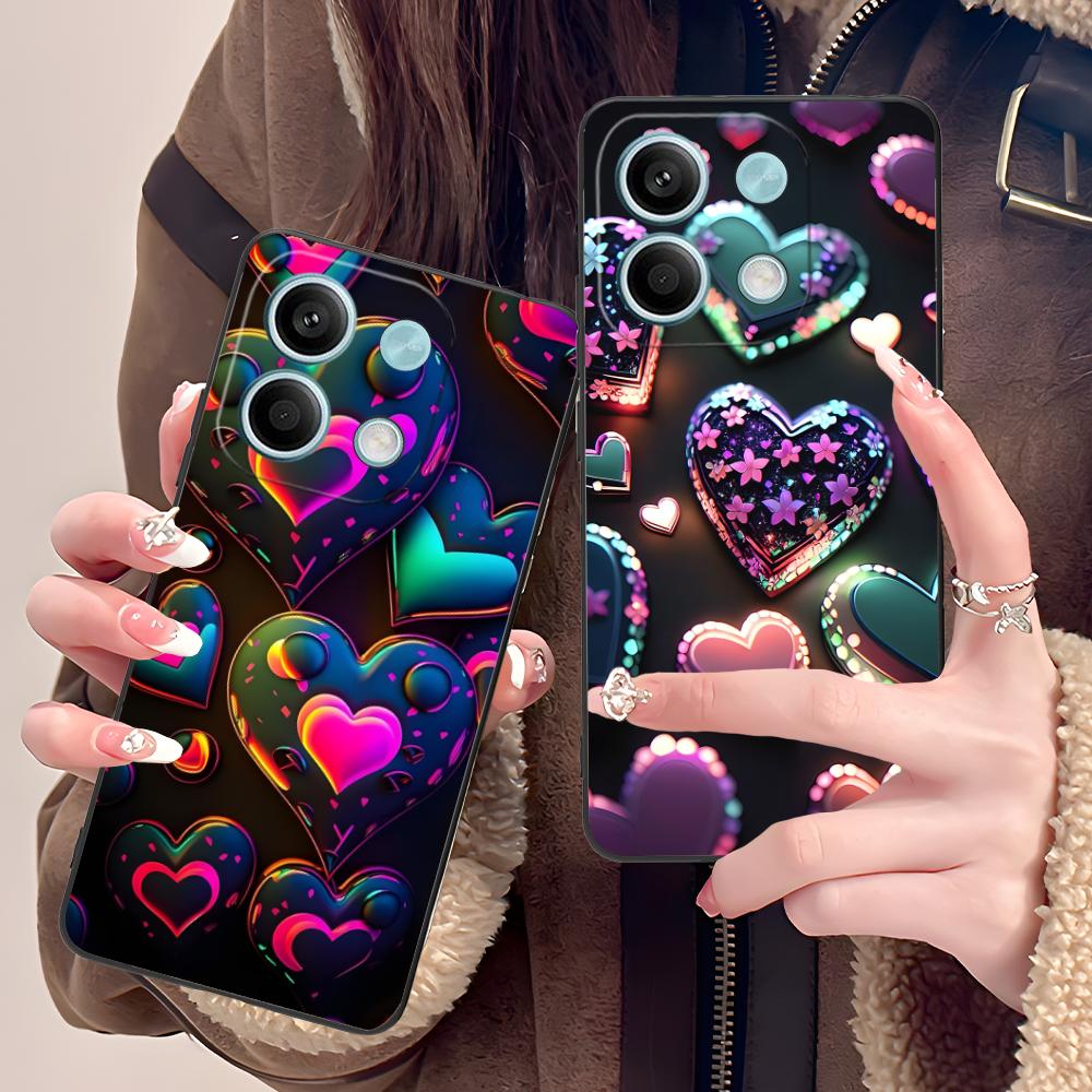 Y2K Glowing Hearts Mobile Phone Case for POCO M7 M6 M5 M4 M3 X7 X6 X5 X4 X3 Pro GT 5G Colorful Printing Cover Luxury Cover