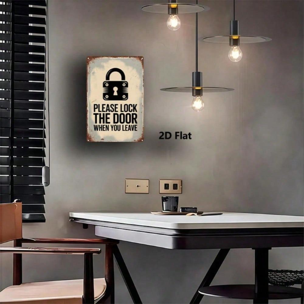 Vintage 8x12\ Lock Door Reminder Metal Sign, Retro Farmhouse Wall Art for Kitchen, Café, Bar & Garage.