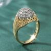 Trendy Inlaid White CZ Women's Ring Sparkling Two Color Hand Carving Daily Wear Party Jewelry Anniversary Gift