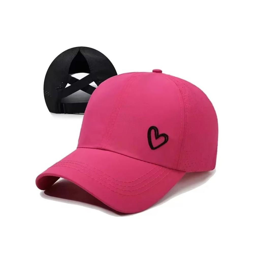 Adjustable Ponytail Baseball Cap Love Heart Snapback Hat Fashion Sunshade Sun Hat  Outdoor