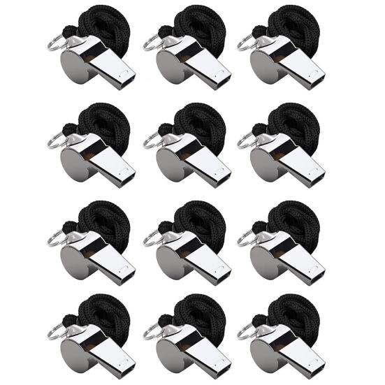 12 sztuk kolorowe gwizdki sportowe ze smyczą głośny, wyraźny dźwięk wysoki decybel kompaktowy rozmiar przenośne gwizdki sędziowskie