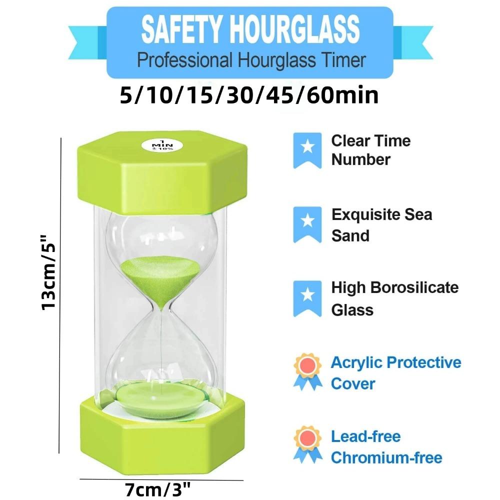 5/10/15/30/45/60 Minutes Hexagonal Hourglass Drop Resistance Sand Clock Game Kid Gift Kitchen Timer Sandglass Decoration Home