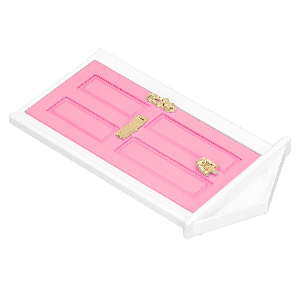 Mini Wooden Door Bright Color Vivid Details Smoother Edge Dollhouse Miniature Fairy Door for 1:12 Doll House GiftsLight Pink