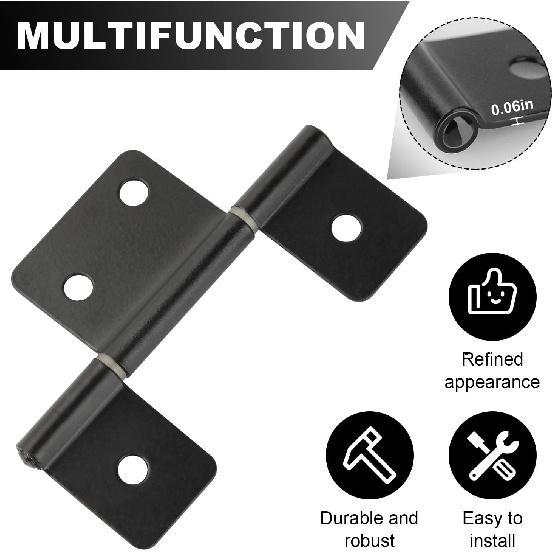 Three Leaf Non-Mortised Hinge with Screws for Mobile Home & RV Interior Furniture Windows Cupboard Etc- Black 10 Pack