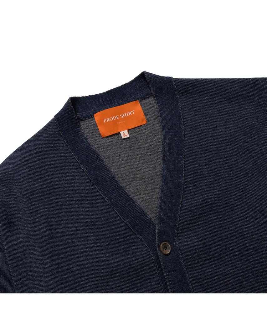 Prodeshirt Vintage Two-Tone V-Neck Cardigan (Navy)